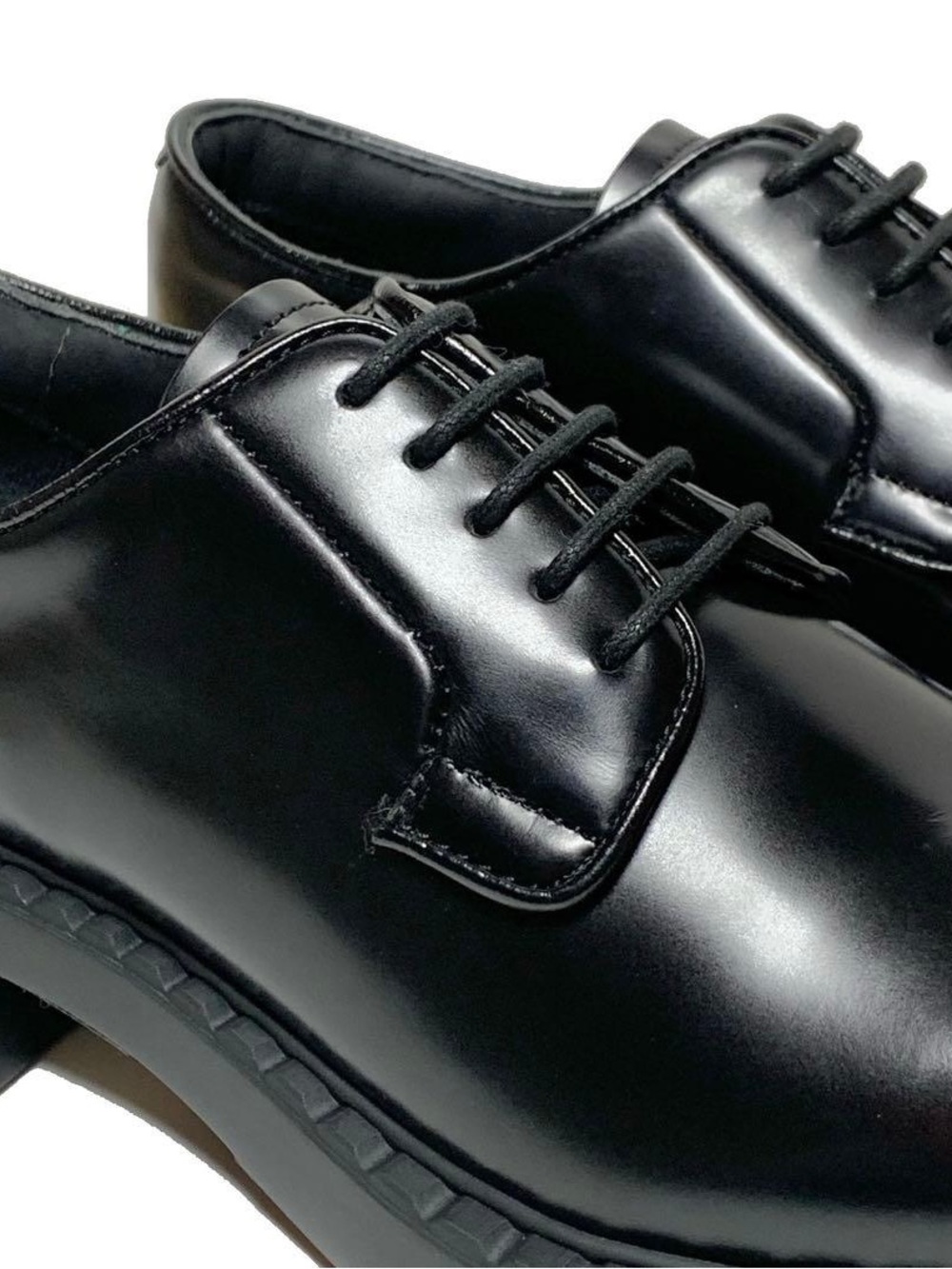 Prada Black spazzolato Leather Derby Shoes size 38.5 brand new